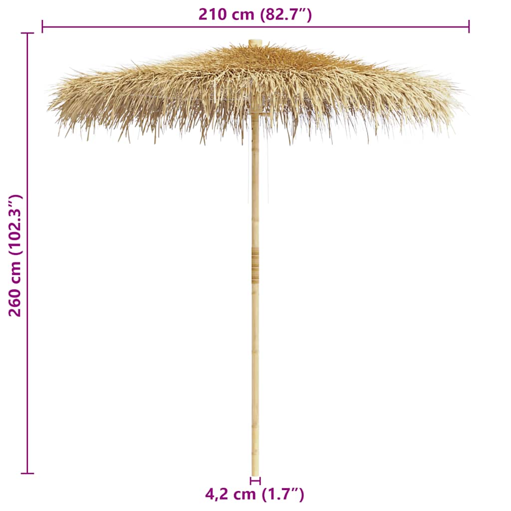 Suncobran od bambusa s krovom od lišća banane 210 cm