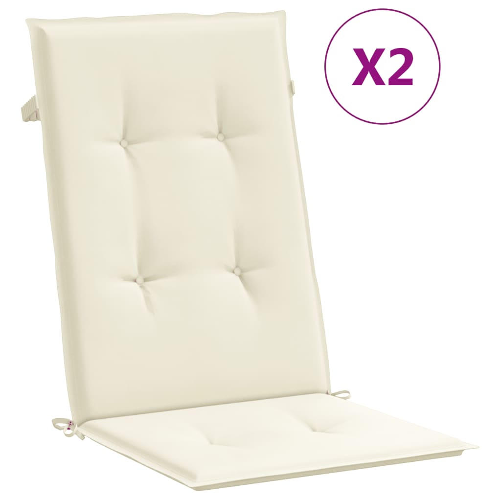 Jastuci za vrtne stolice 2 kom krem 120 x 50 x 3 cm od tkanine