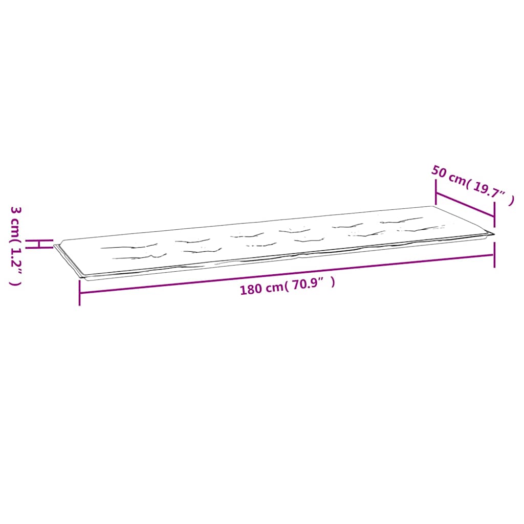 Jastuk za vrtnu klupu zeleni 180 x 50 x 3 cm od tkanine Oxford