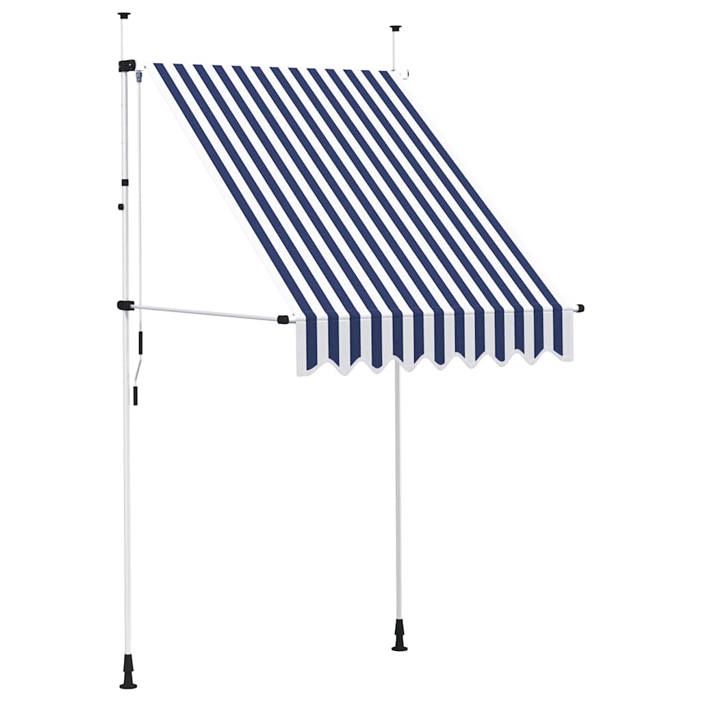 Tenda na ručno uvlačenje 150 cm plavo-bijela prugasta