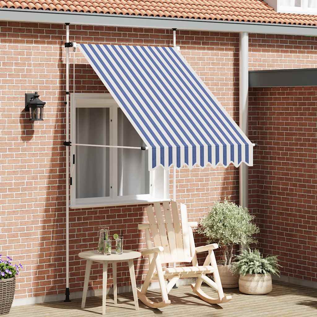 Tenda na ručno uvlačenje 150 cm plavo-bijela prugasta