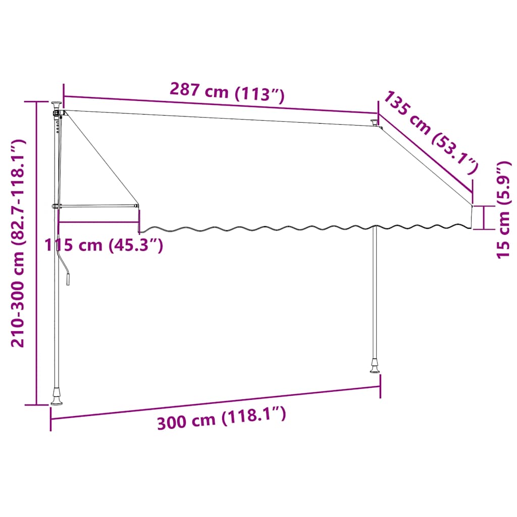 Tenda na ručno uvlačenje 300 cm plavo-bijela prugasta