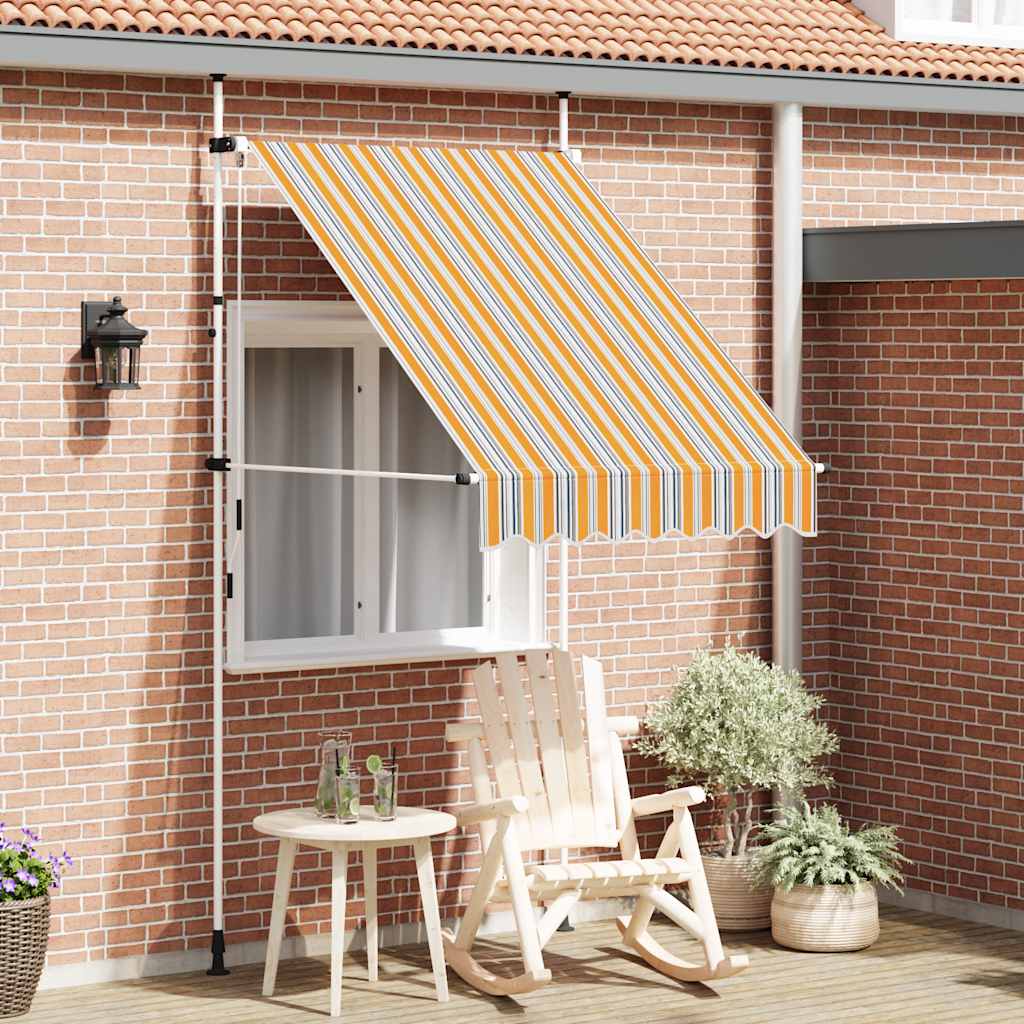 Tenda na ručno uvlačenje 150 cm žuto-plava prugasta