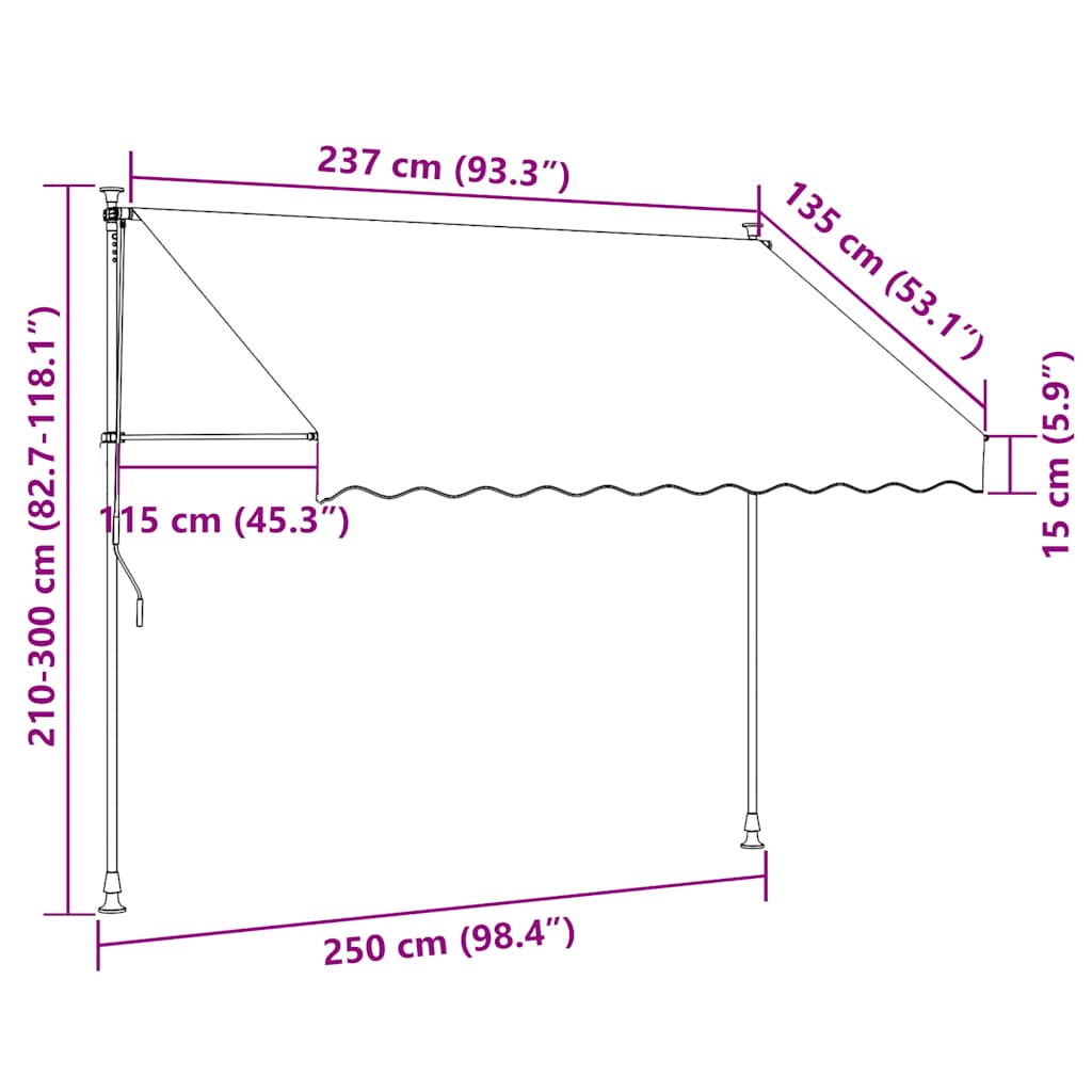 Tenda na ručno uvlačenje 250 cm narančasto-bijela prugasta