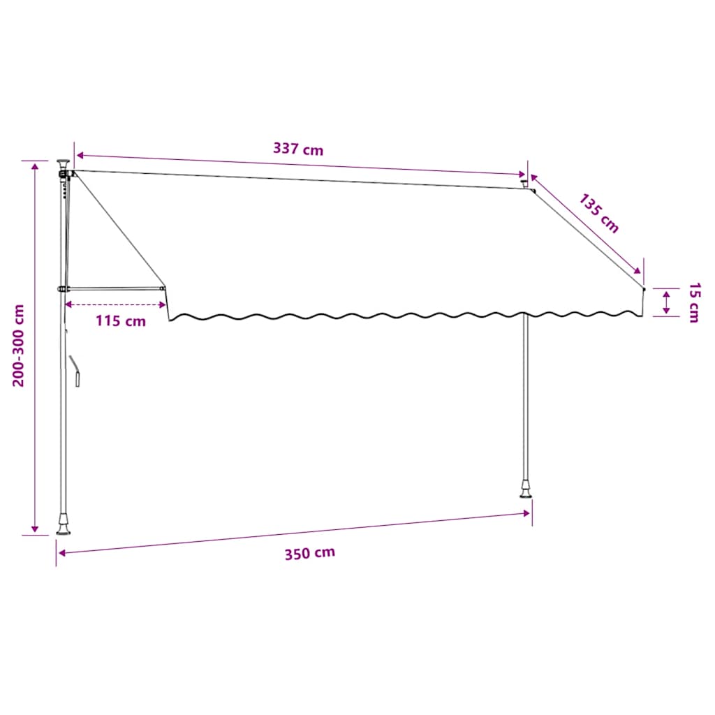 Tenda na ručno uvlačenje 350 cm narančasto-bijela prugasta