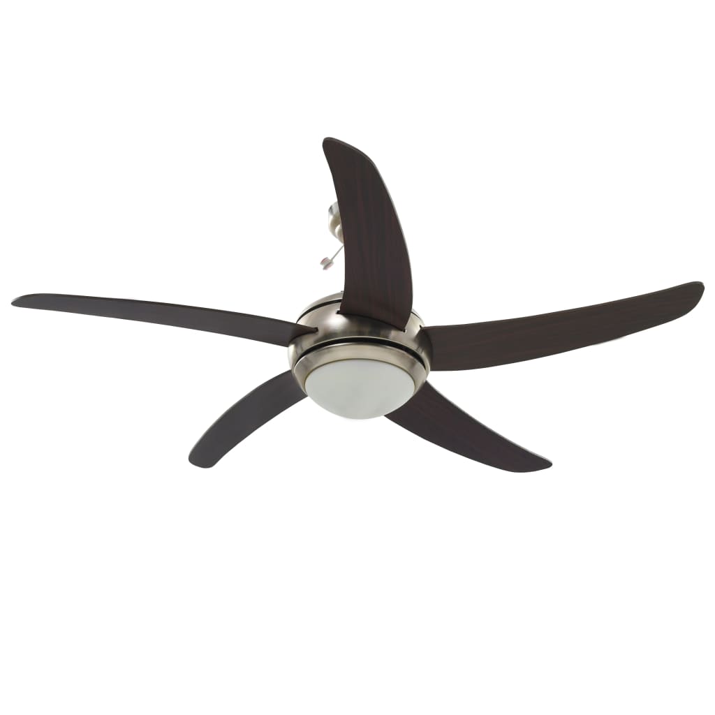 Ukrasni stropni ventilator sa svjetlom 128 cm smeđi