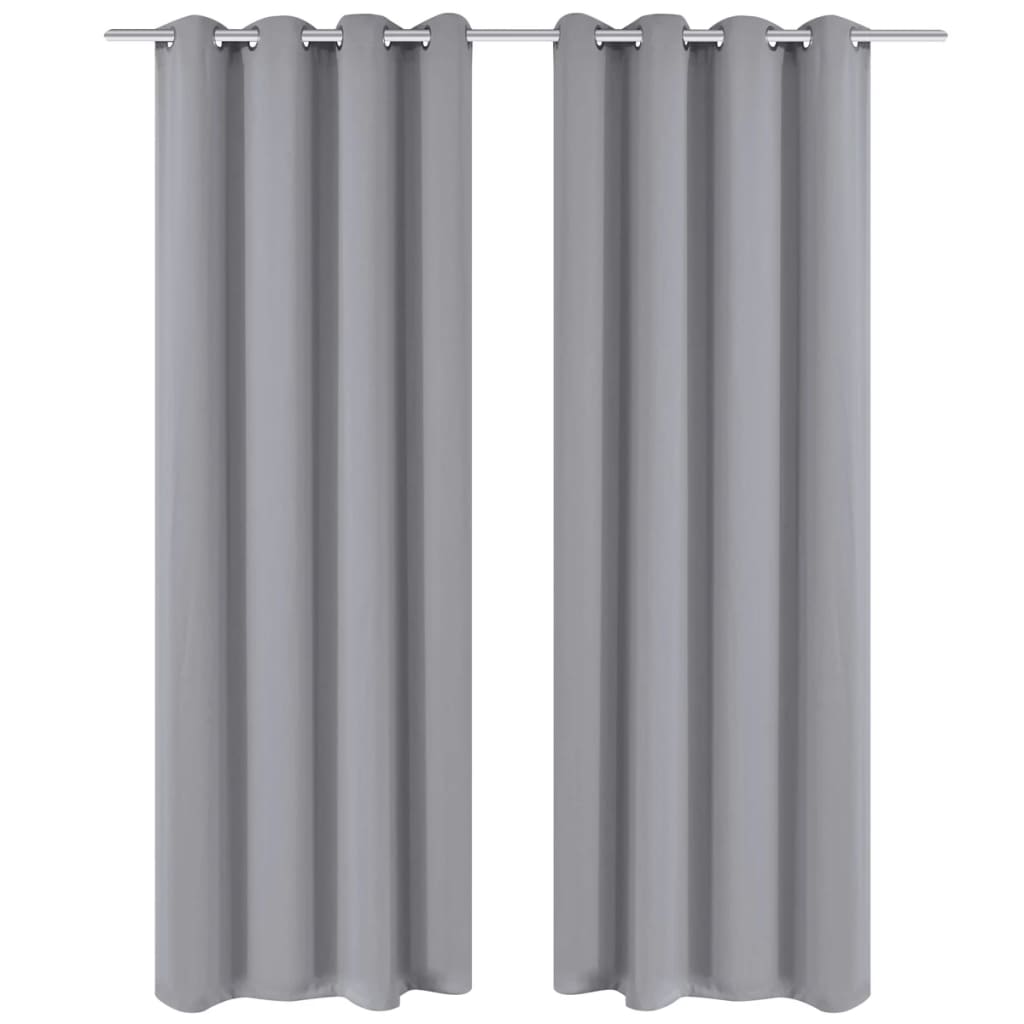 Zavjesa za Zamračivanje s Metalnim Prstenovima 2 kom 135x175 cm Siva
