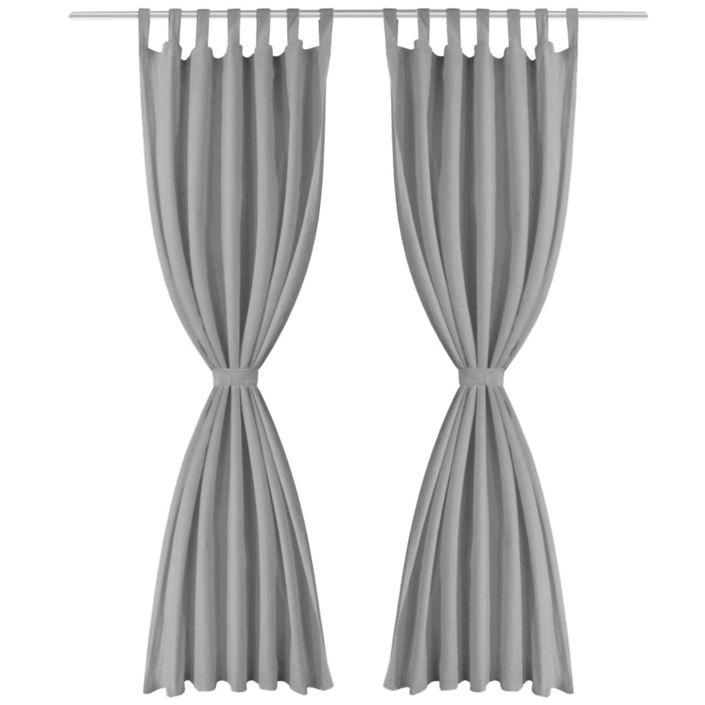 Mikro Satenske Zavjese 2 kom s Tregerima 140x225 cm Sive