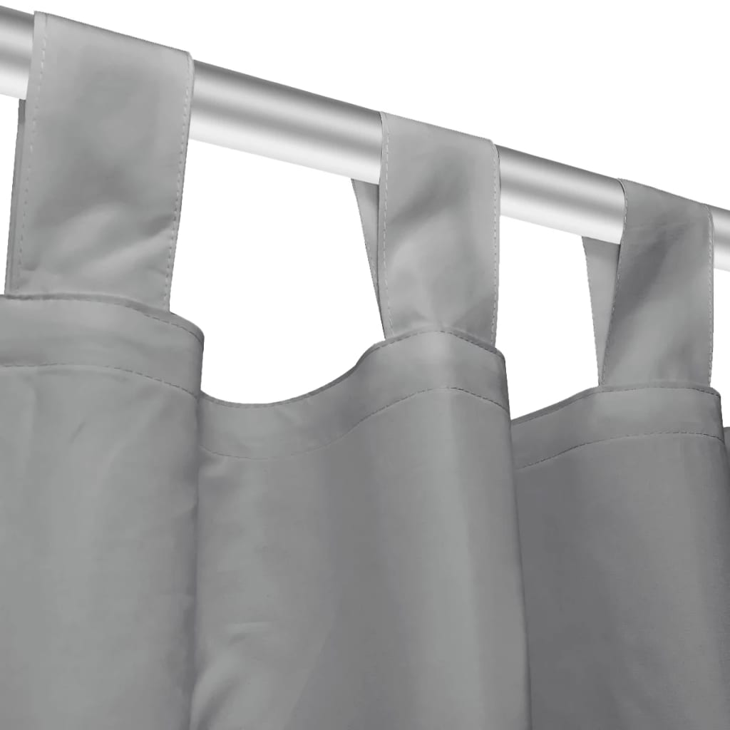 Mikro Satenske Zavjese 2 kom s Tregerima 140x225 cm Sive