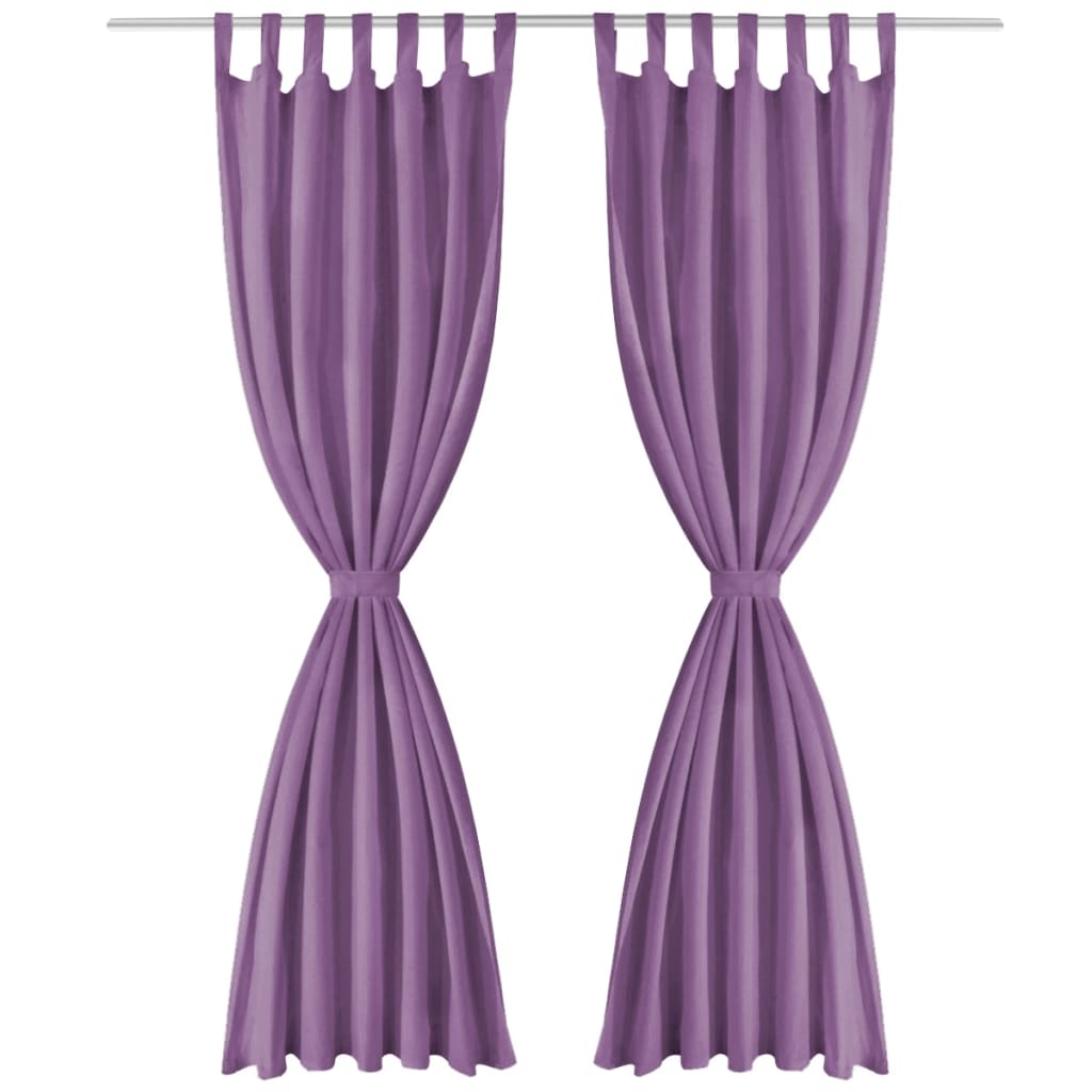 Mikro Satenske Zavjese 2 kom s Tregerima 140x225 cm Lila