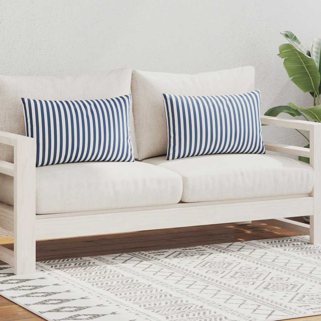 Vrtni jastuci s prugastim uzorkom 2 kom 60 x 40 cm mornarsko plavi