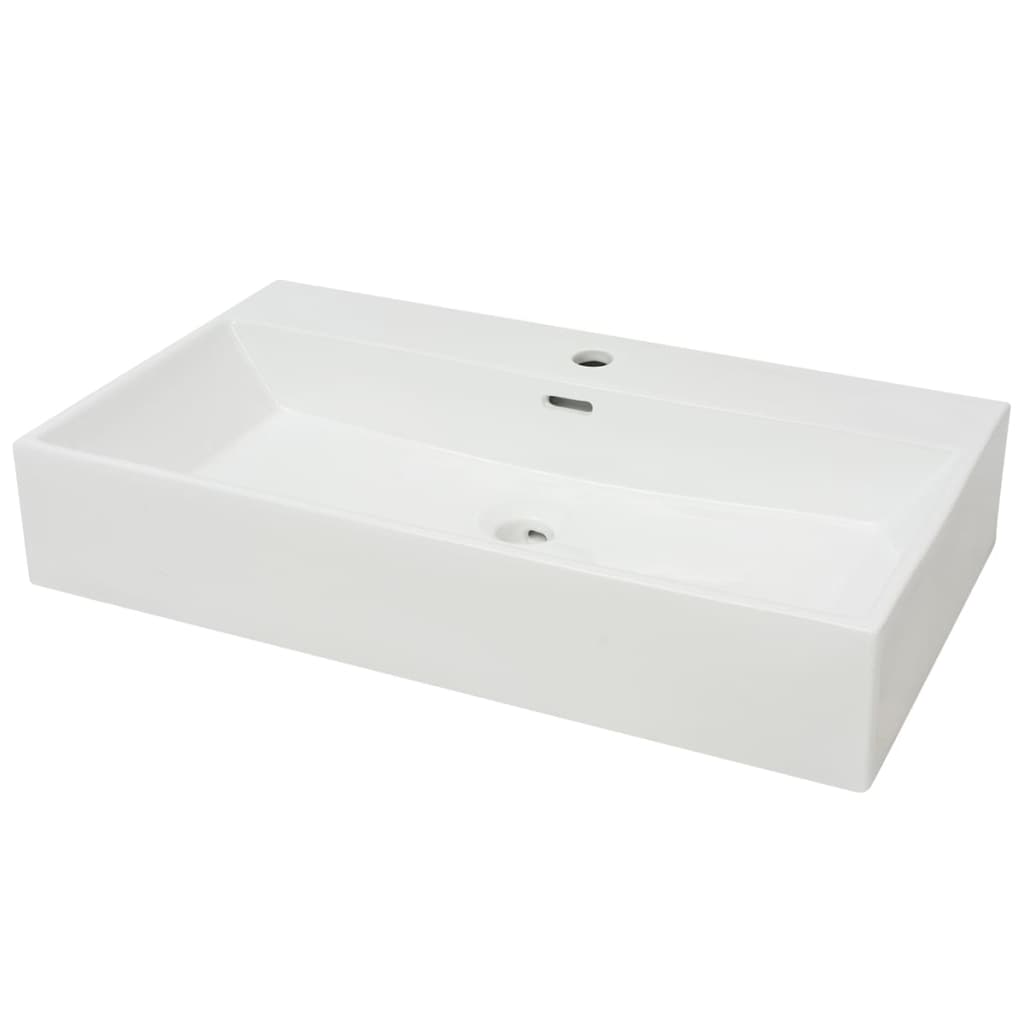 Umivaonik s Poklopcem za Slivnik Keramički Bijeli 76 x 42,5 x 14,5 cm
