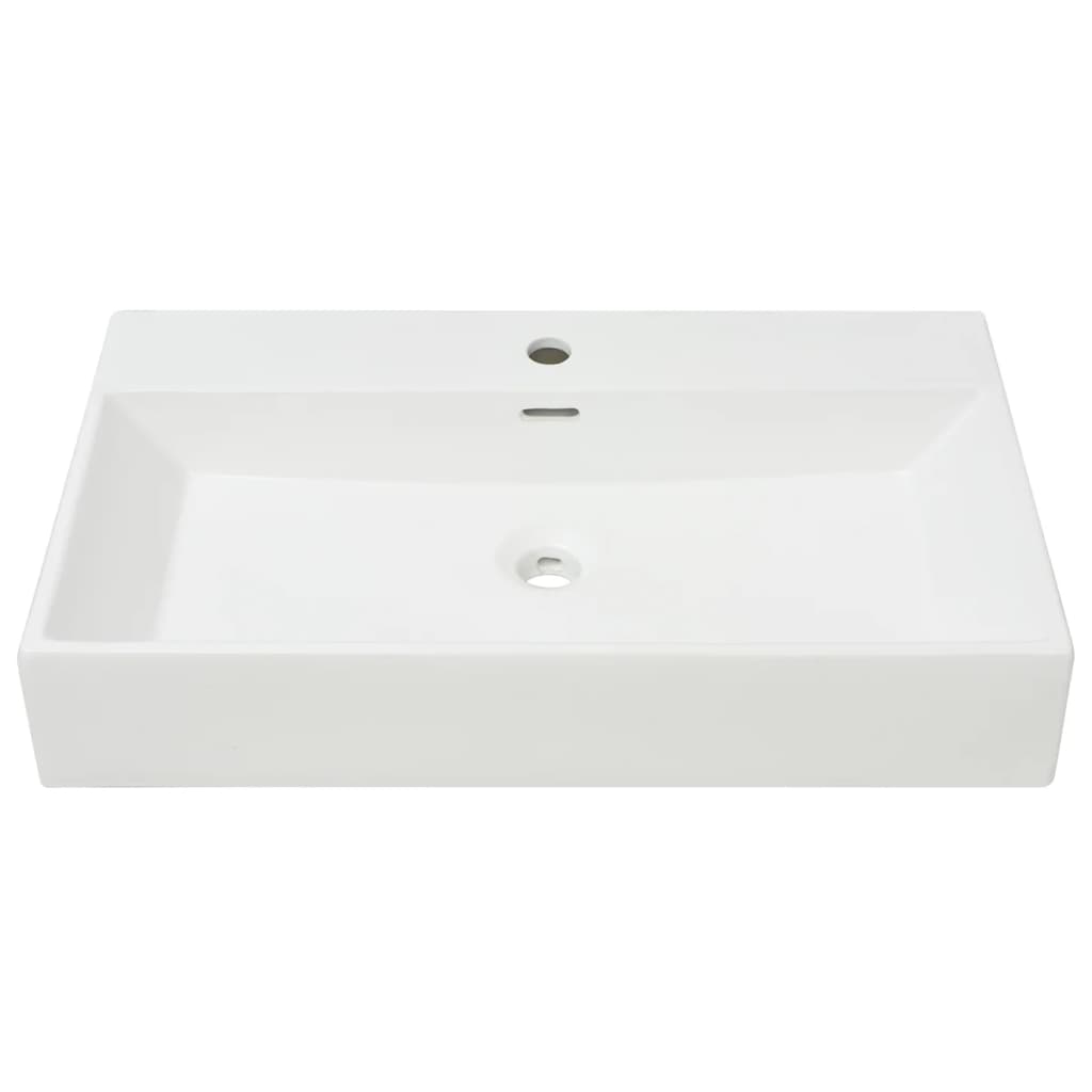 Umivaonik s Poklopcem za Slivnik Keramički Bijeli 76 x 42,5 x 14,5 cm