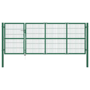 Vrtna vrata za ogradu sa stupovima 350x120 cm čelična zelena