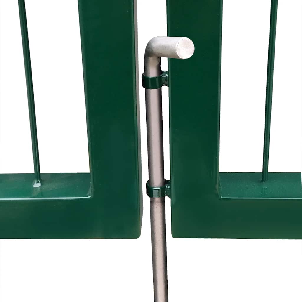 Vrtna vrata za ogradu sa stupovima 350x120 cm čelična zelena