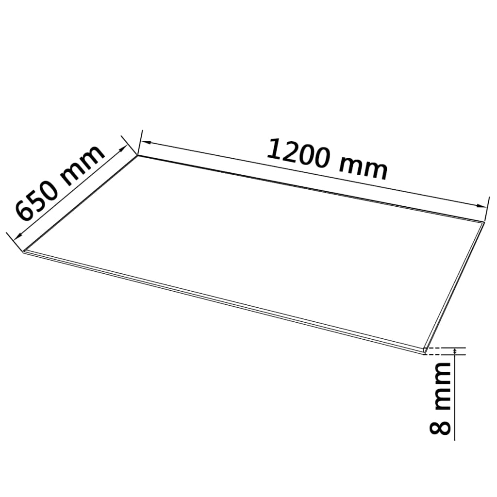 Ploča za Stol Kaljeno Staklo Pravokutna 1200x650 mm