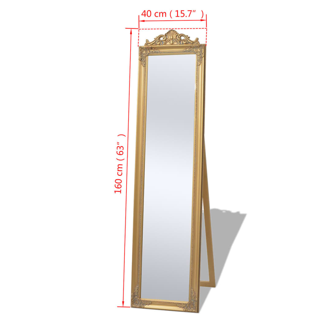 Samostojeće zidno ogledalo u baroknom stilu 160 x 40 cm zlatno