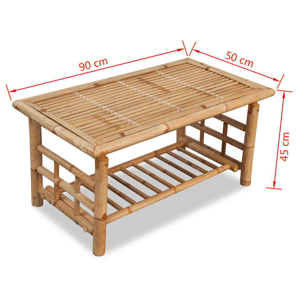 Stolić za Kavu od Bambusa 90x50x45 cm