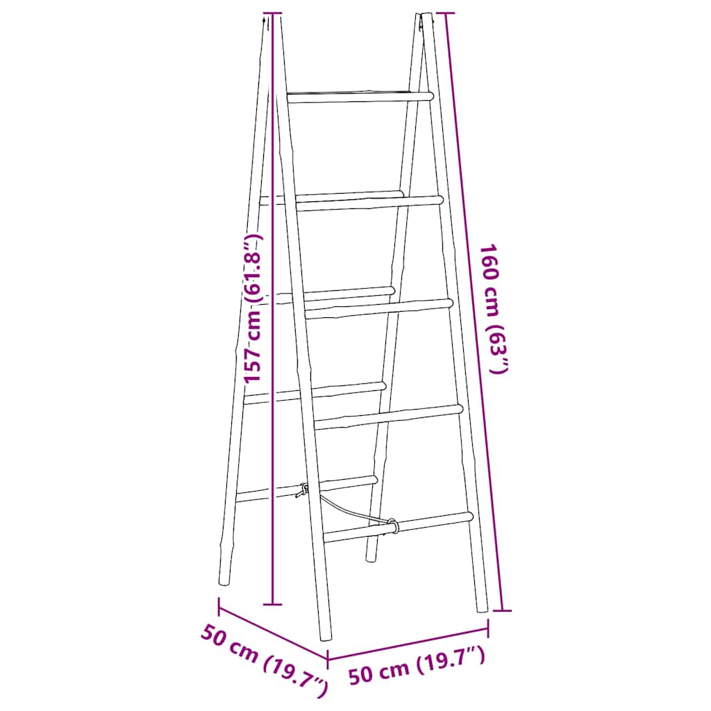 Duple Ljestve za Ručnike s Pet Šipki Bambus 50x160 cm