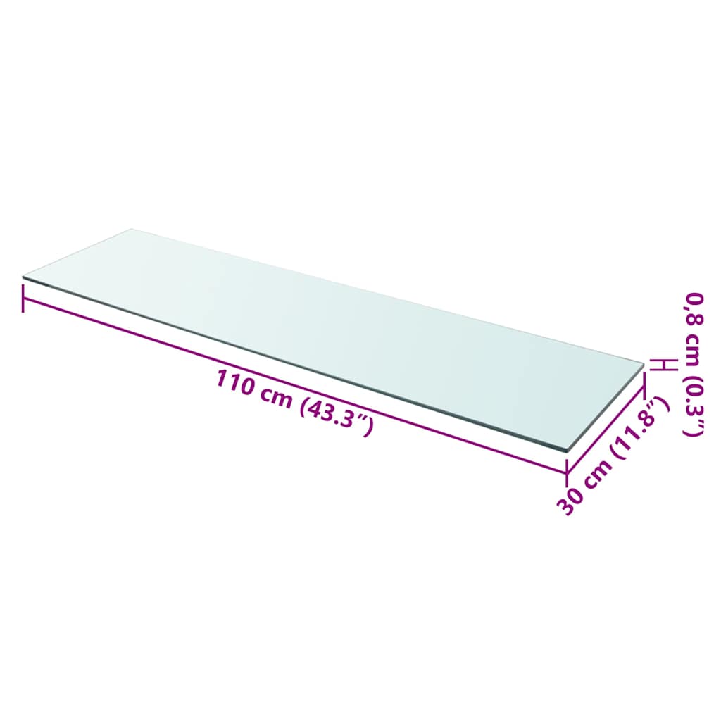 Ploča za police staklo prozirna 110 x 30 cm