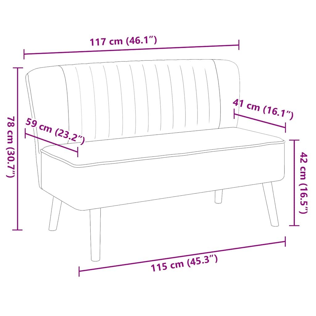 Sofa 117x55,5x77 cm Tkanina Zelena