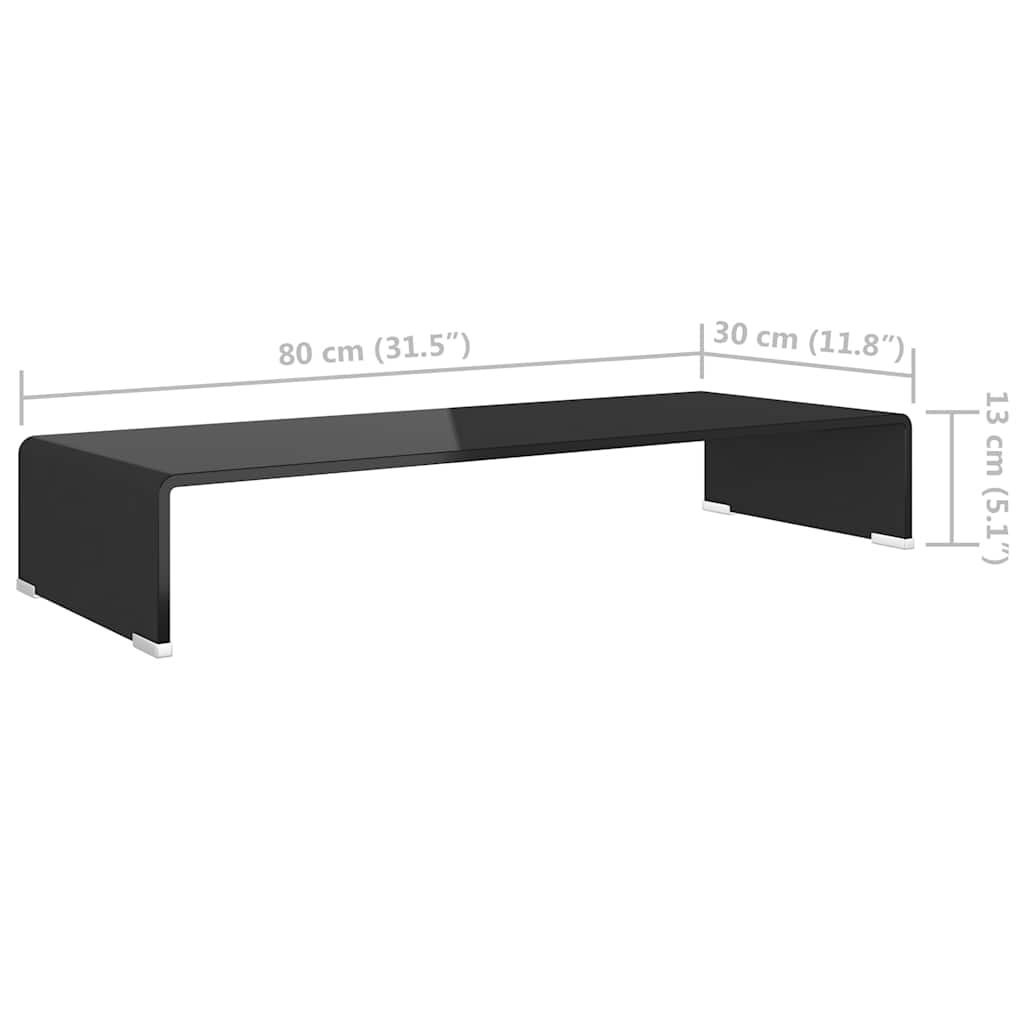 Stalak za TV/Monitor Stakleni Crni 80x30x13 cm