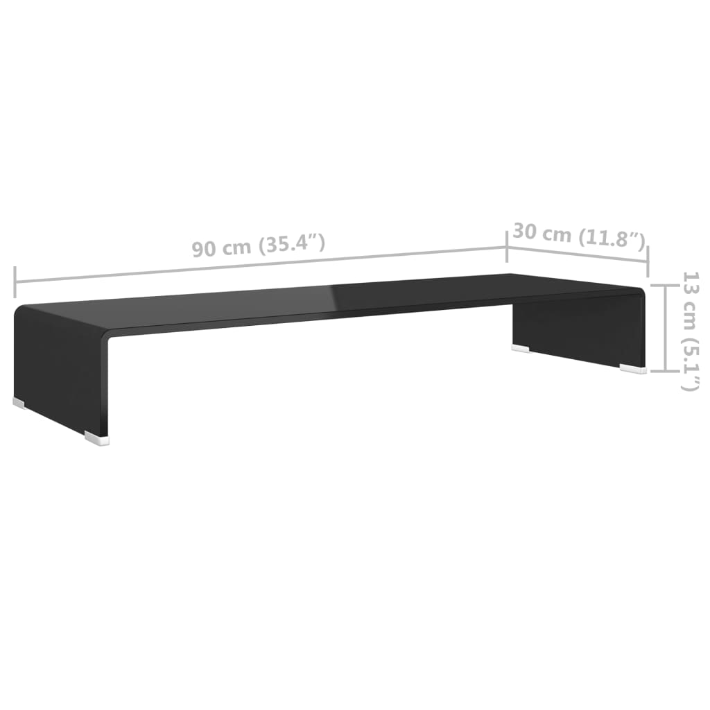 Stalak za TV /Monitor Prozirno Staklo Crni 90x30x13 cm