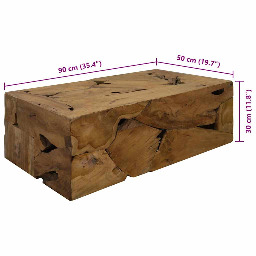 Stolić za kavu od prave tikovine 90 x 50 x 30 cm smeđi