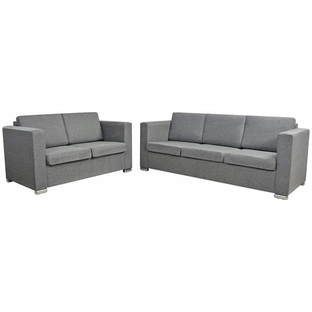 Dvodijelni set sofa od tkanine svijetlosivi