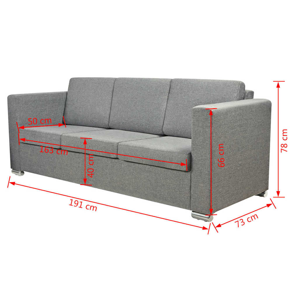 Dvodijelni set sofa od tkanine svijetlosivi