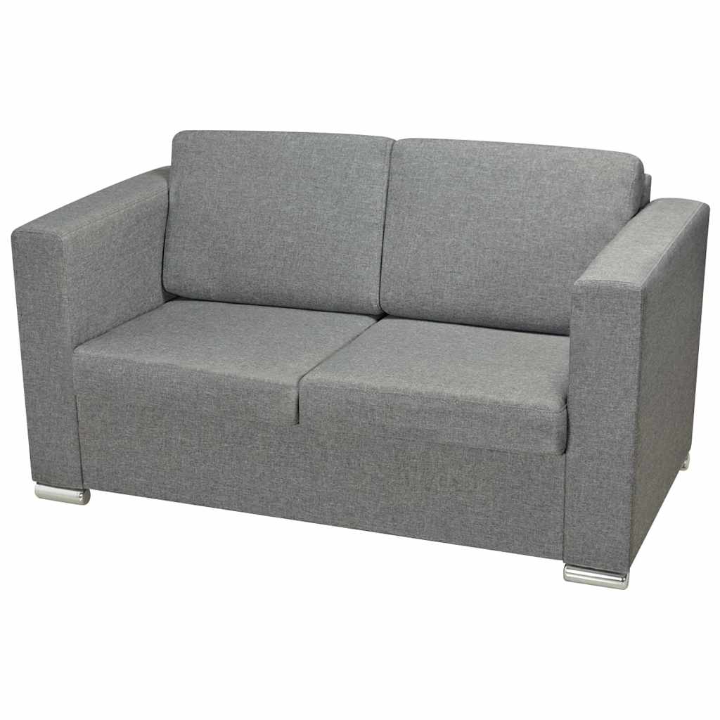 Dvodijelni set sofa od tkanine svijetlosivi