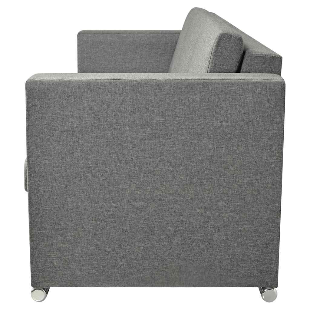 Trodijelni set sofa od tkanine svijetlosivi