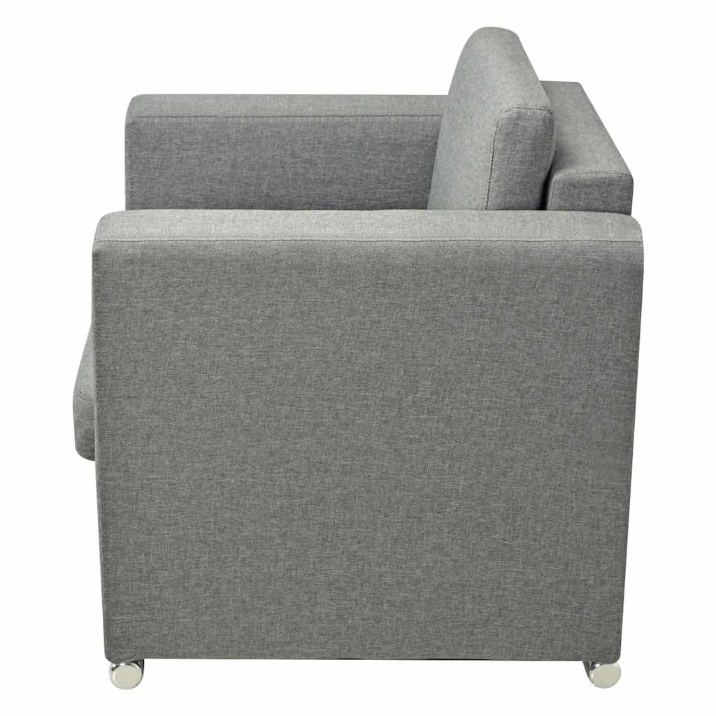 Trodijelni set sofa od tkanine svijetlosivi