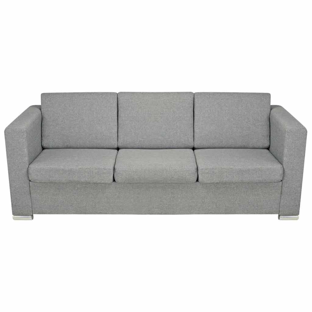 Trodijelni set sofa od tkanine svijetlosivi