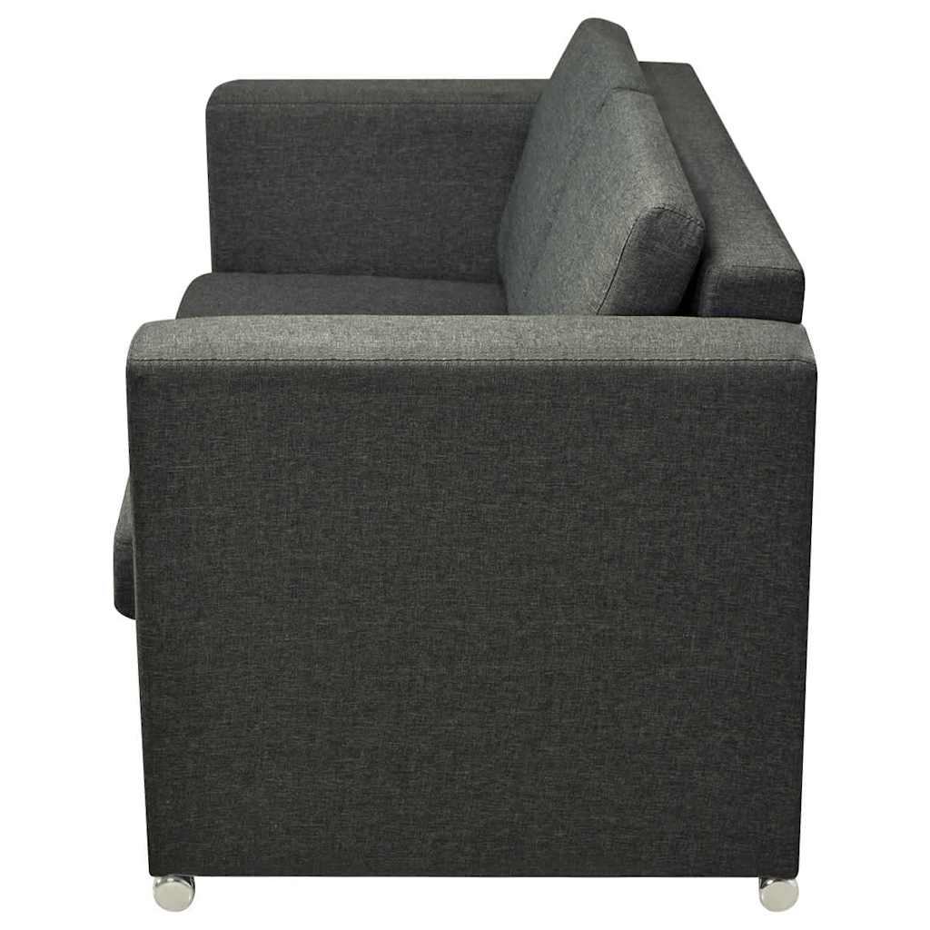 Trodijelni set sofa od tkanina tamnosivi