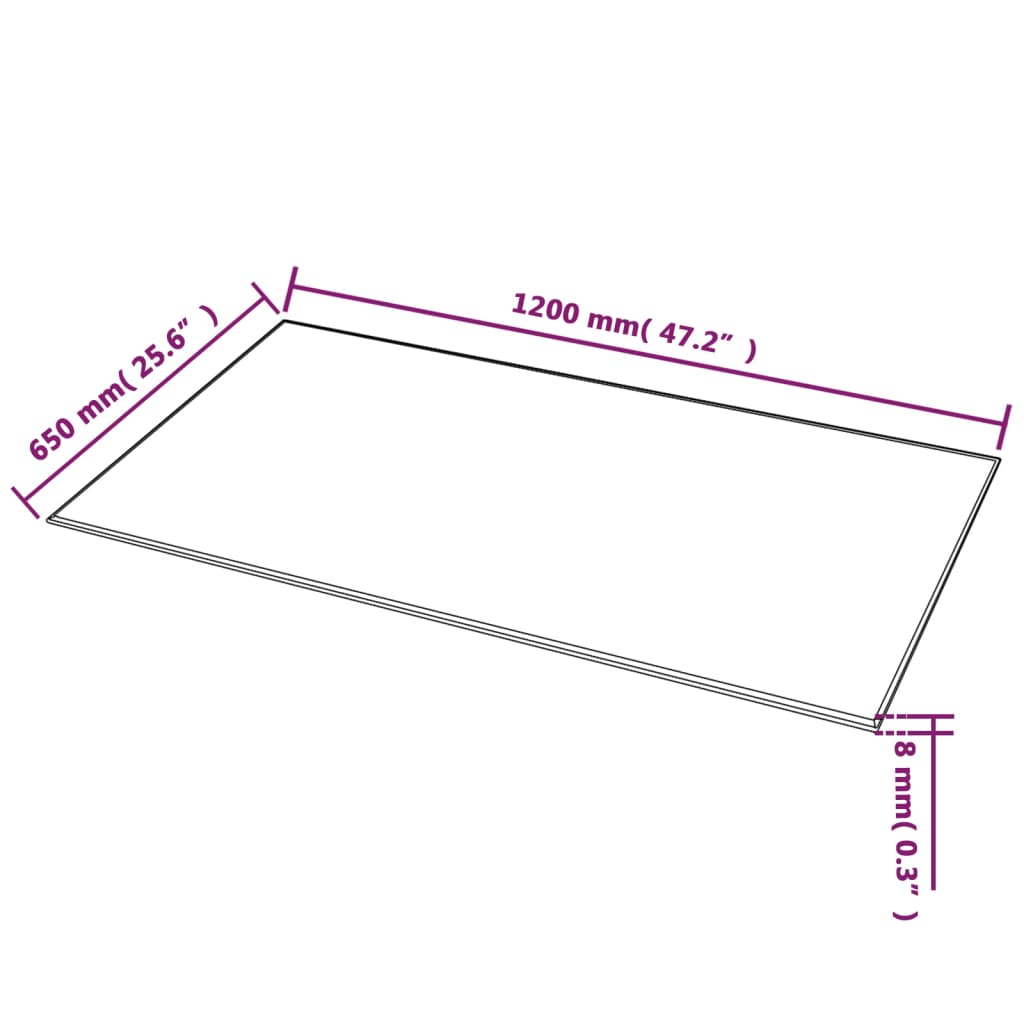 Stolna Ploča od Kaljenog Stakla Pravokutna 1200x650 mm