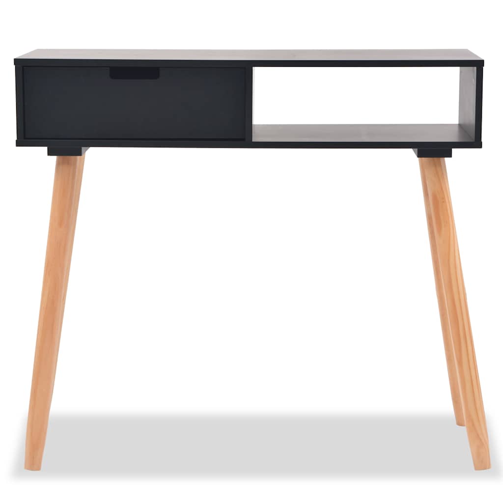Konzolni Stol od Masivne Borovine 80x30x72 cm Crni