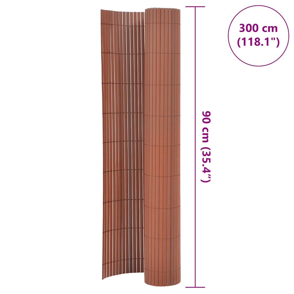 Dvostrana vrtna ograda PVC 90 x 300 cm smeđa