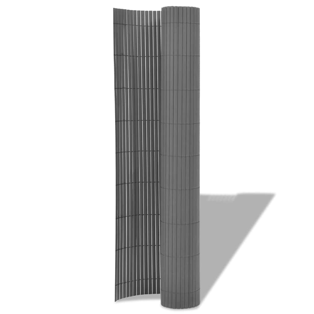 Dvostrana vrtna ograda PVC 150 x 500 cm siva