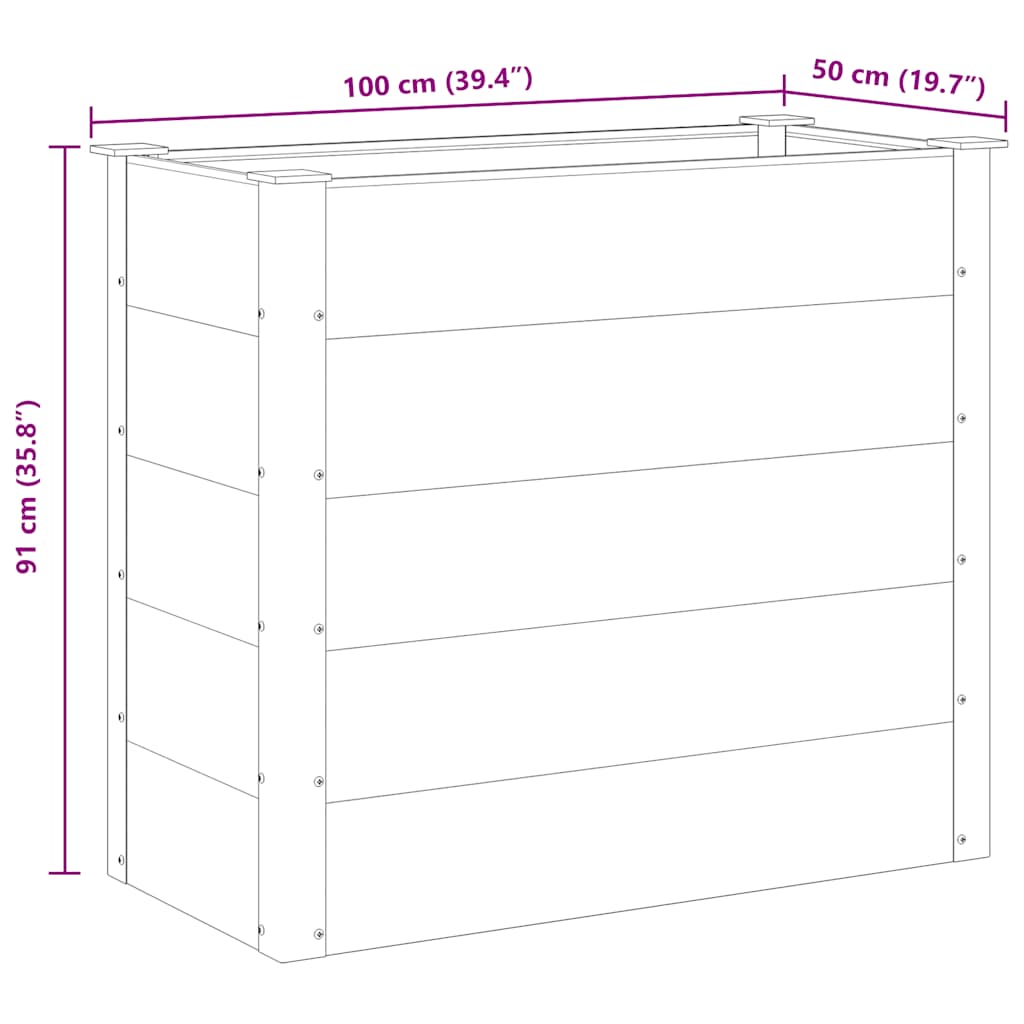 Vrtna Posuda za Sadnju WPC 100x50x91 cm Siva
