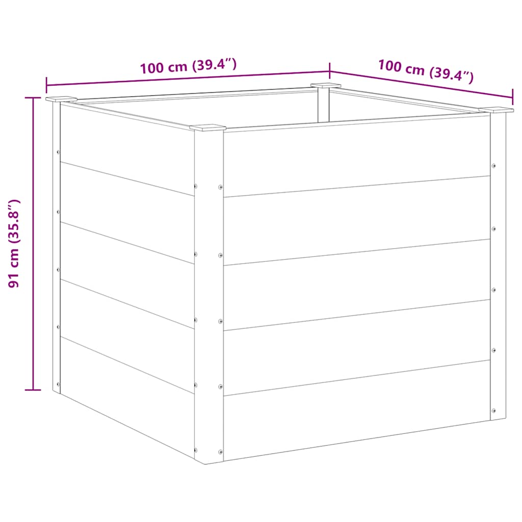 Vrtna Posuda za Sadnju WPC 100x100x91 cm Siva