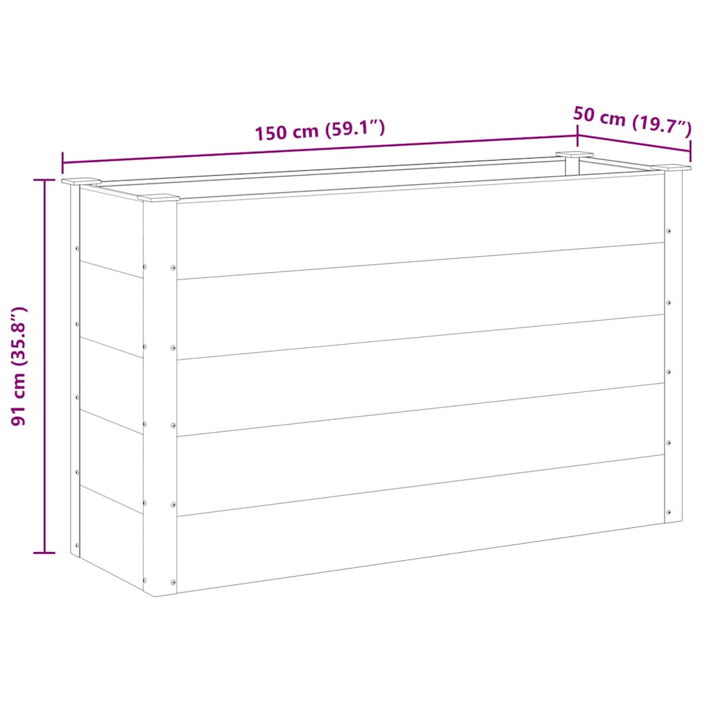 Vrtna Posuda za Sadnju WPC 150x50x91 cm Siva