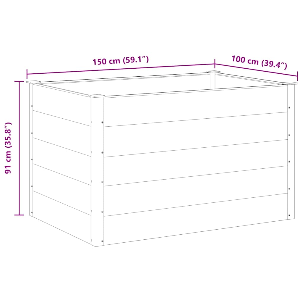Vrtna Posuda za Sadnju WPC 150x100x91 cm Siva