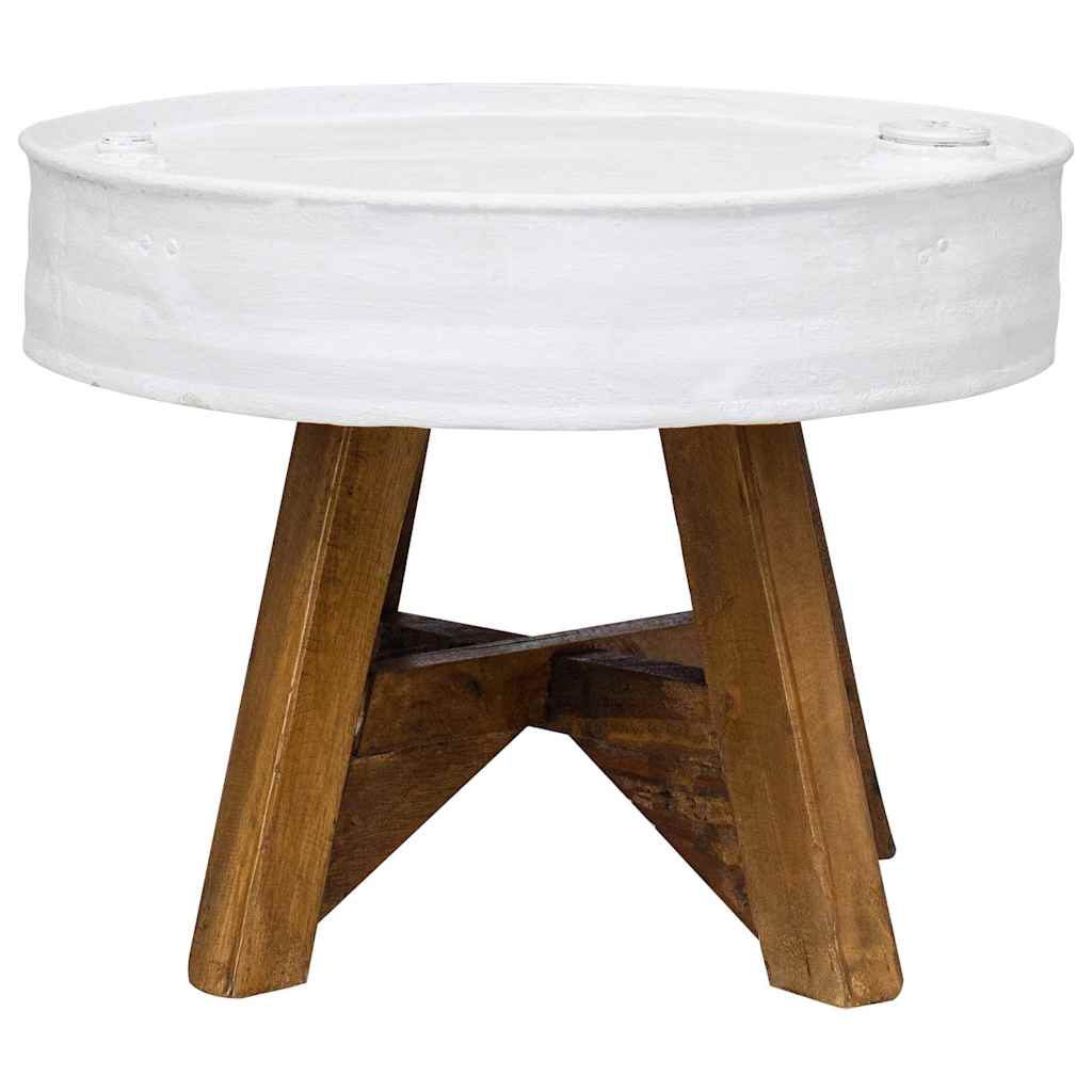 Stolić za kavu od masivnog obnovljenog drva 60 x 45 cm bijeli