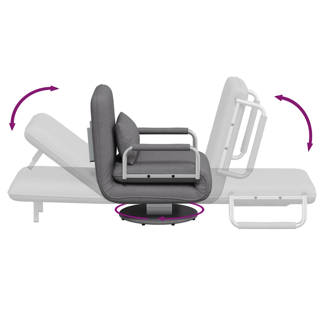 Okretna stolica sofa krevet od tkanine tamnosivi