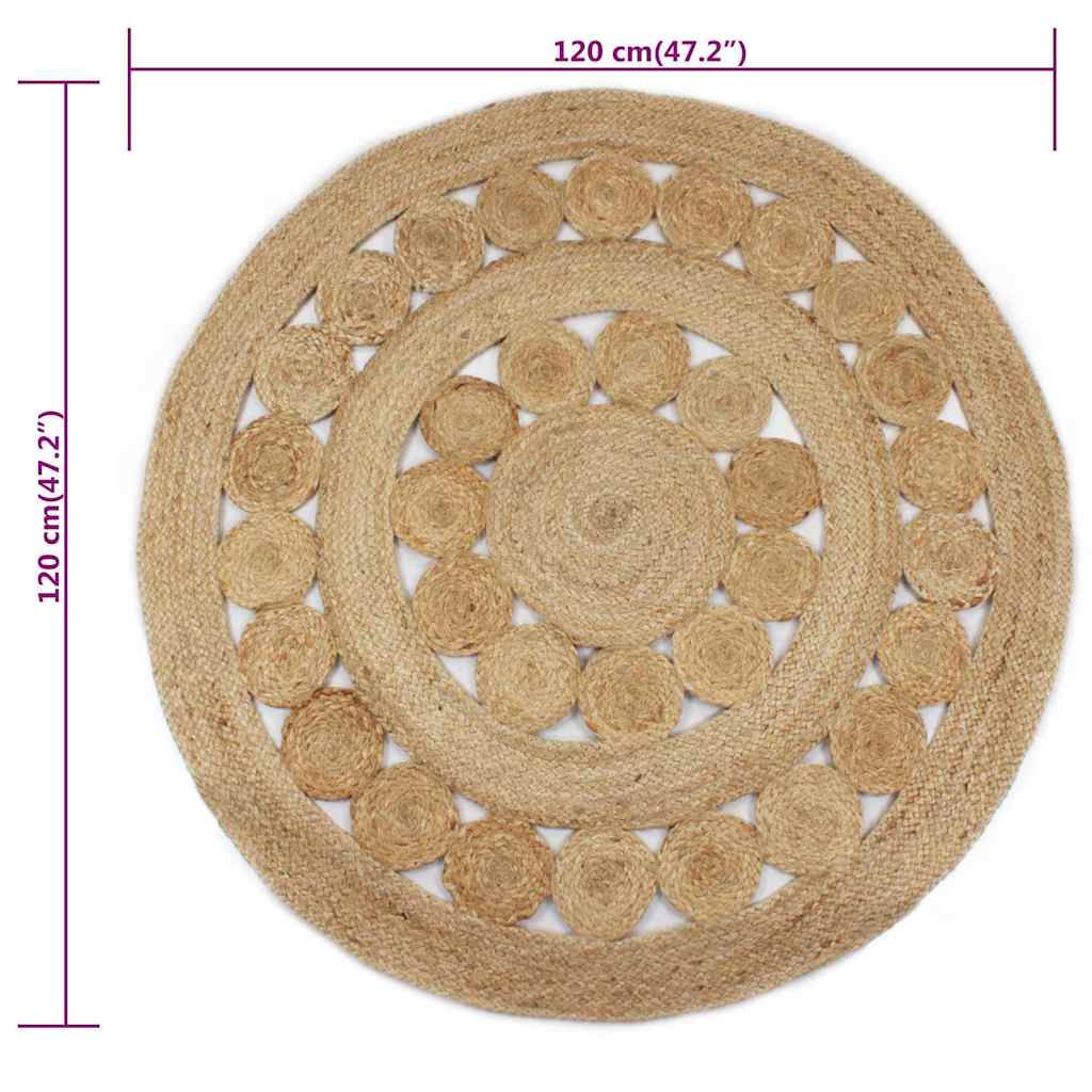 Ukrasni pleteni tepih od jute 120 cm okrugli