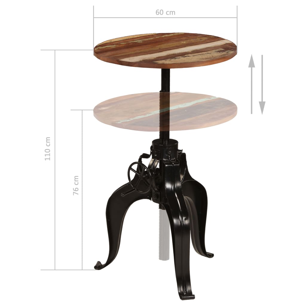 Barski stol od masivnog obnovljenog drva 60 x (76 - 110) cm