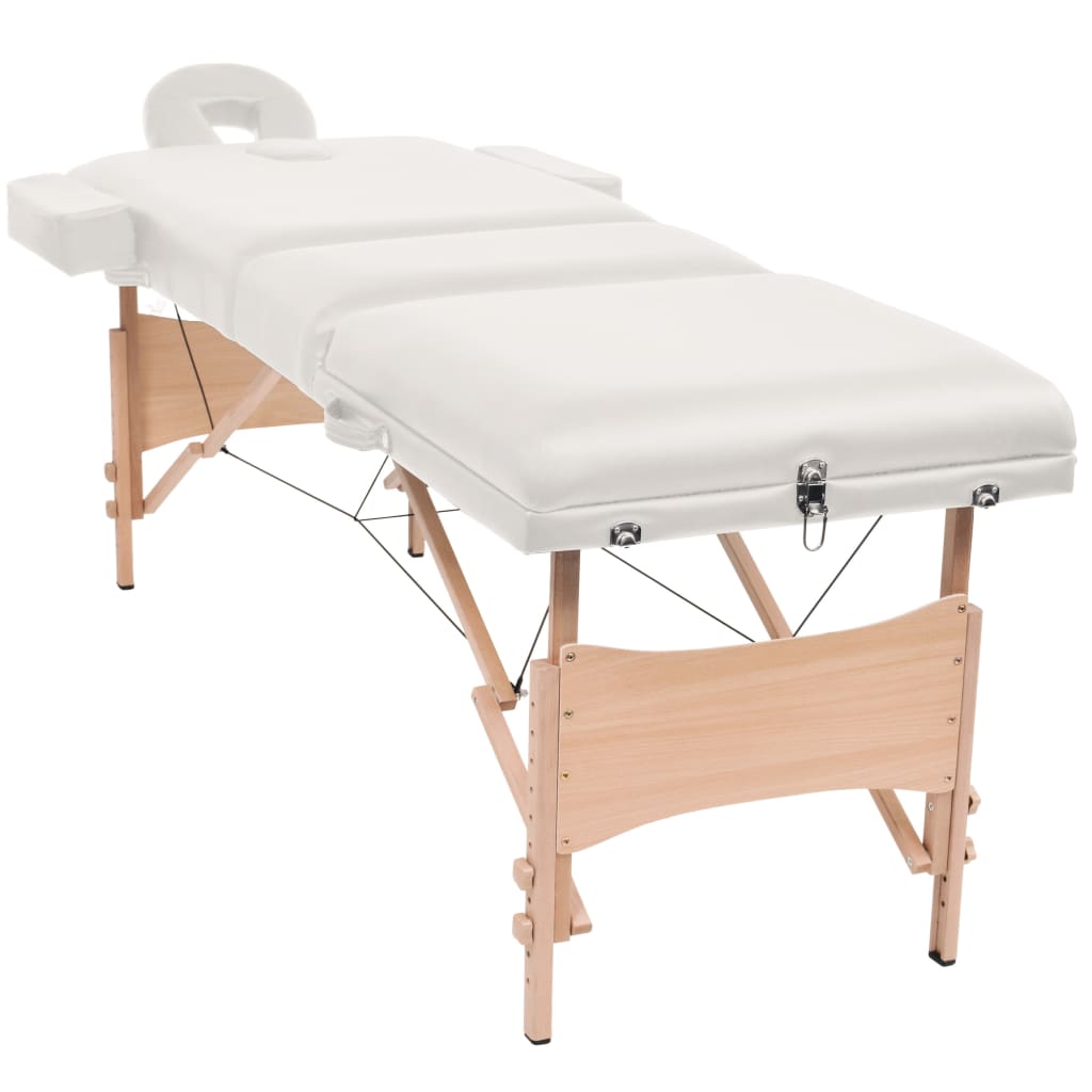 Sklopivi stol za masažu s 3 zone debljina 10 cm bijeli