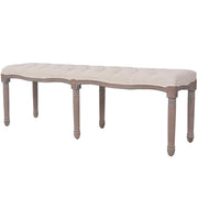 Klupa od tkanine i masivnog drva 150x40x48 cm krem bijela
