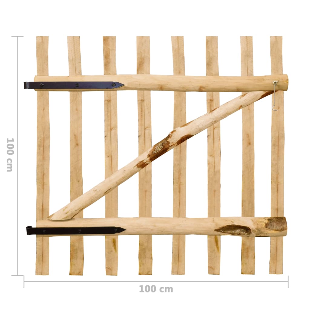 Jednostruka vrata za ogradu od drva lješnjaka 100 x 100 cm